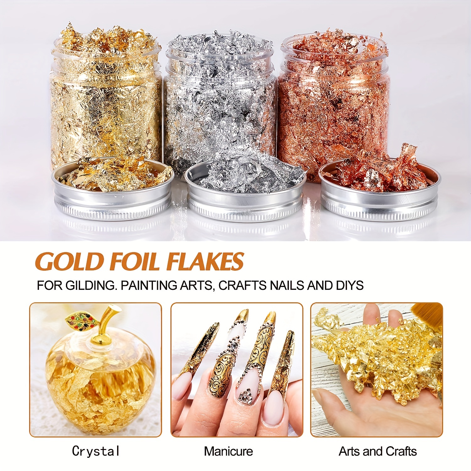 Gold Leaf Flakes Silver Filling For DIY Resin Craft Nail Art Foil