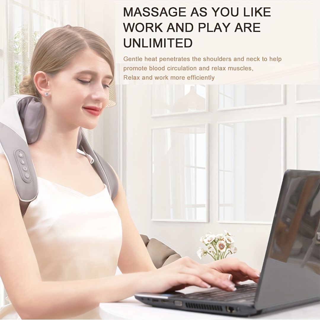 Neck Shoulder Back Massager With Heating, Two-way Kneading Massage, Soothes  Muscles, Relieves Soreness, Durable Material, Easy To Use, Multi-scene Use  In Office, Home And Car, A Nice Gift - Temu