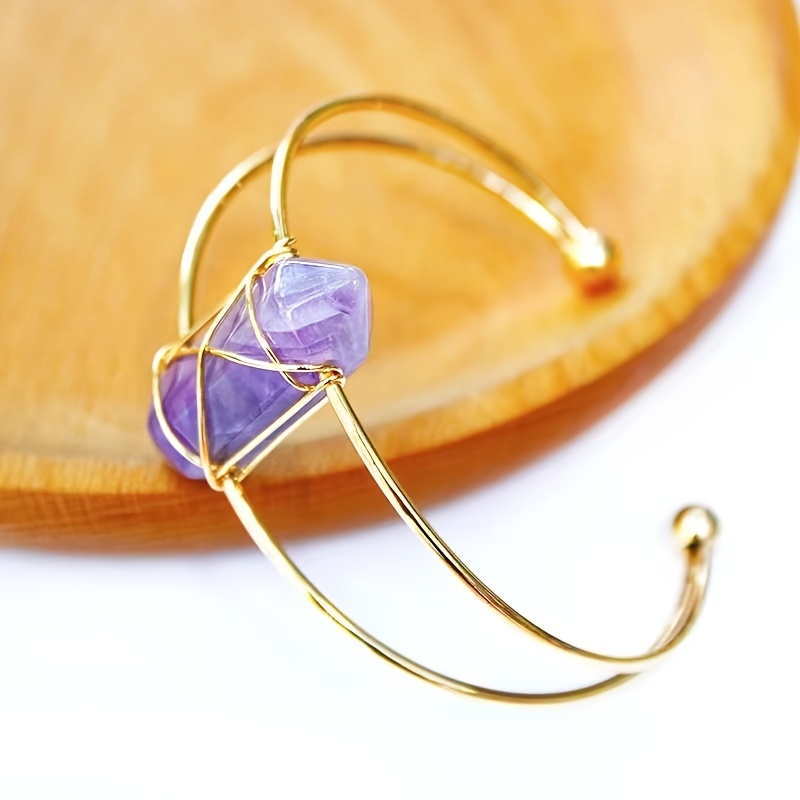 Pure Natural Crystal Hexagonal Column Bangle