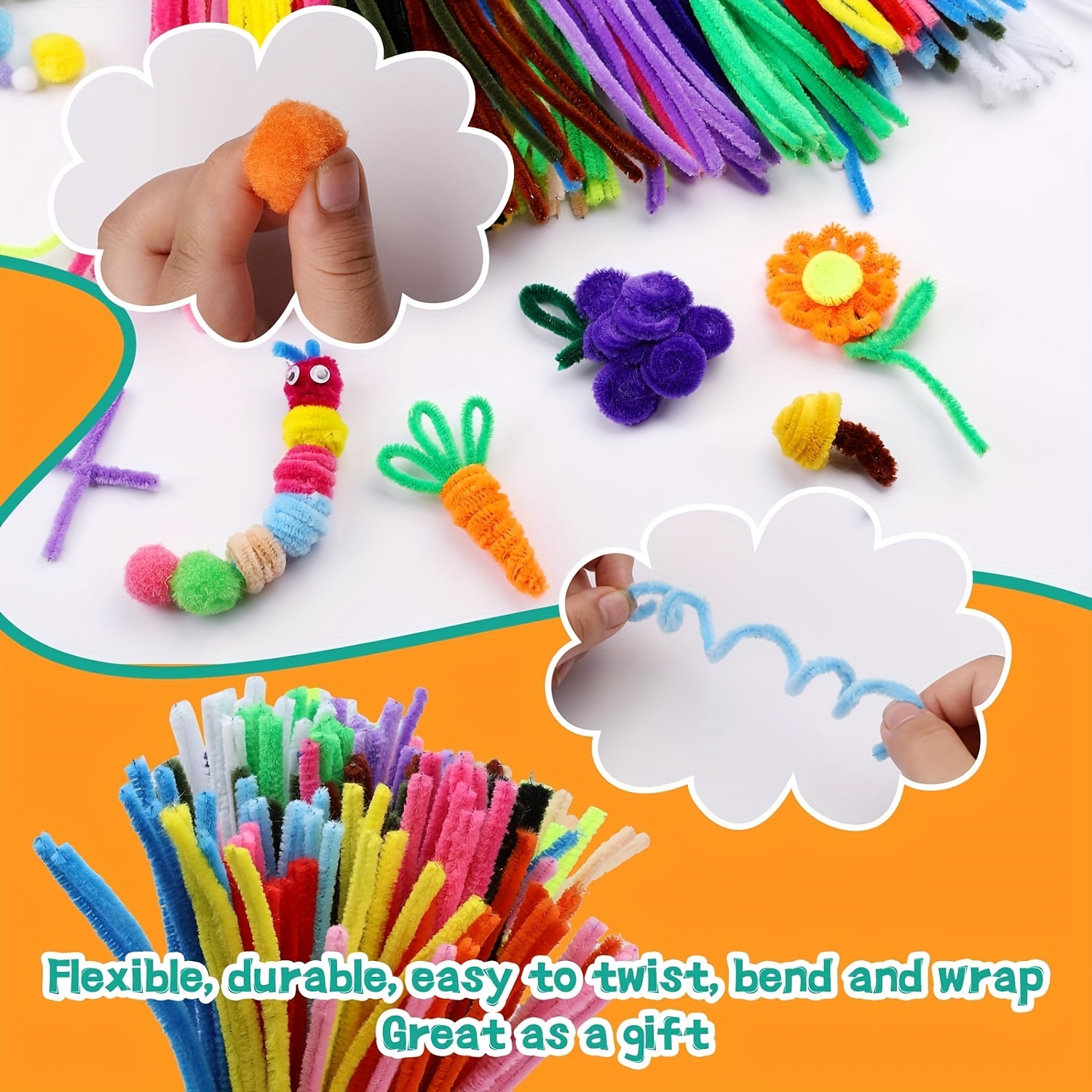  200pcs Pipe Cleaners Craft Supplies, Chenille Stems