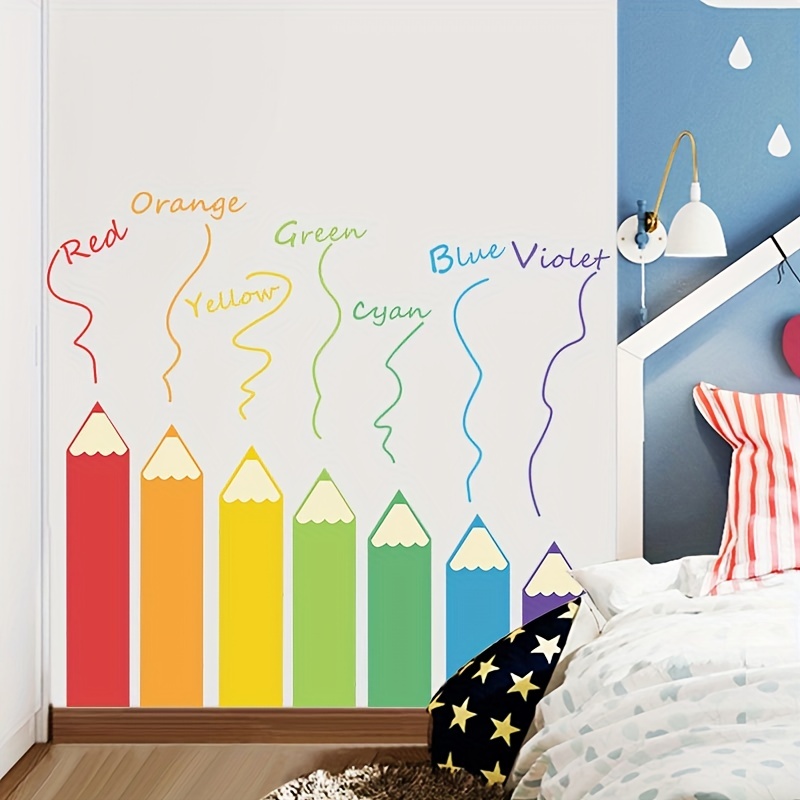 Boho Rainbow Wall Decals for Girls Bedroom - Kids Wall Stickers Playroom Nursery Classroom Daycare Decor