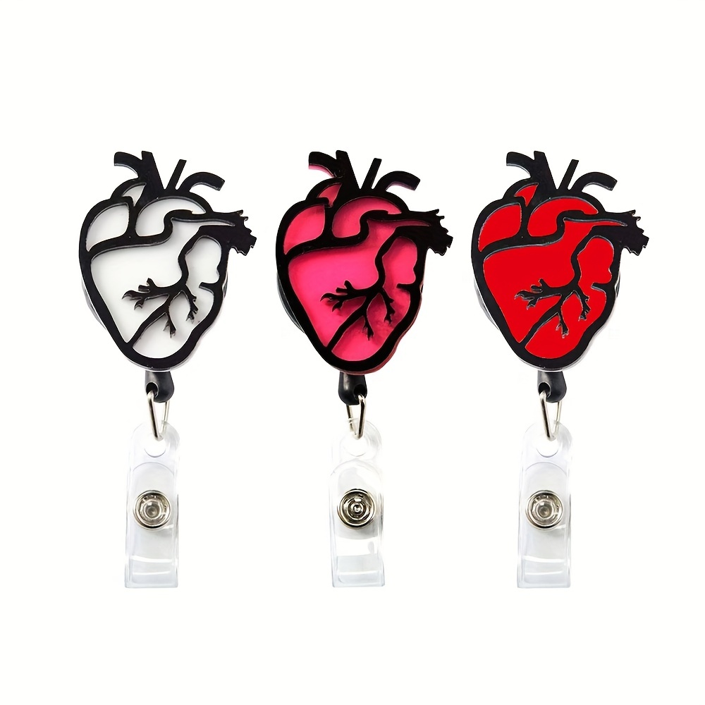 Heart Badge Reel Nurse ID Card Holder - Acrylic Retractable Clip with  Easy-to-Pull Buckle and Cute Cartoon Design - Perfect for Keeping Your ID  Secure