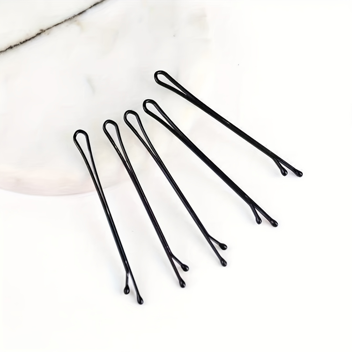 50pcs Small Bobby Pins Black Long Bobby Pin Reusable Non Slip Simple Style  Hair Clips For Thick Hair