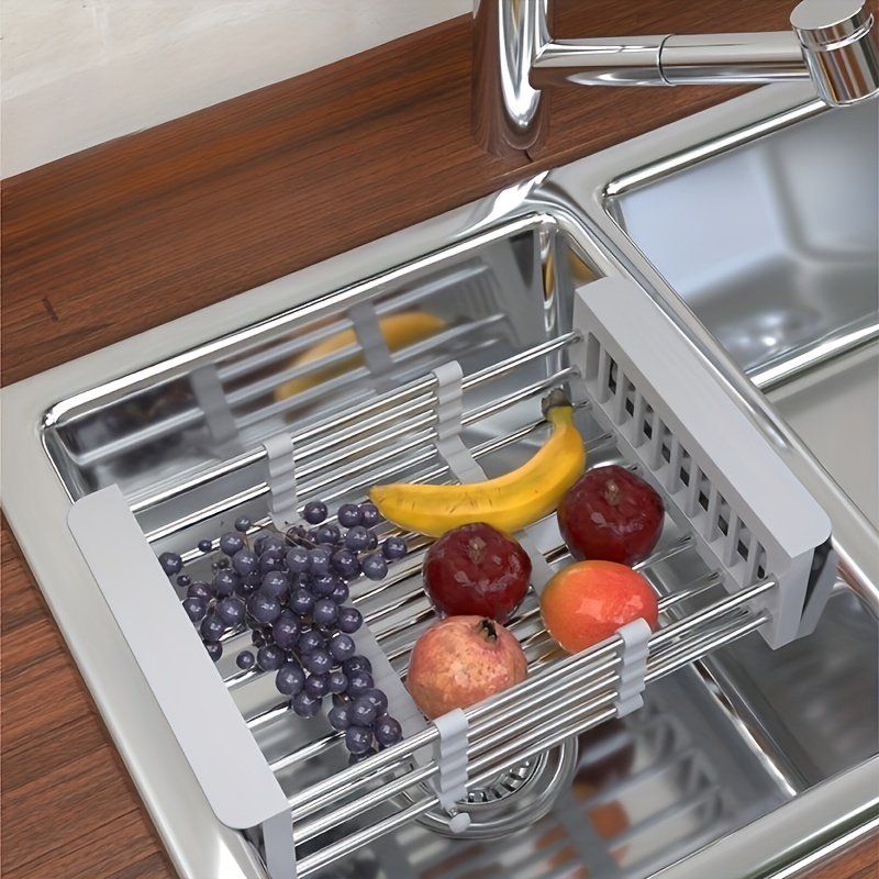 Multifunctional Kitchen Sink Drain Rack Retractable Stainless