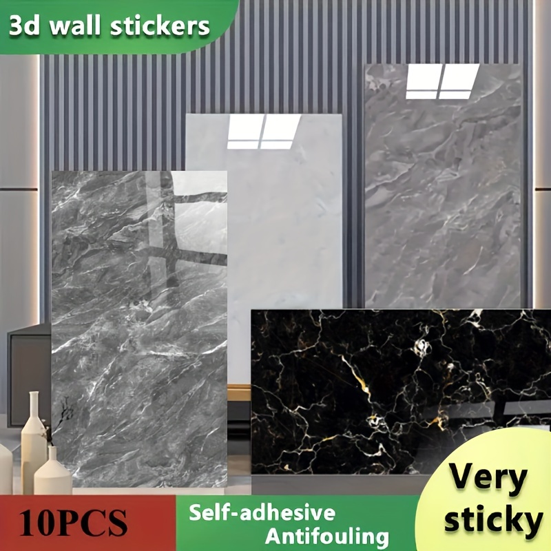

10pcs Marble Pattern Imitation Tile Self-adhesive Wall Stickers, Foam Marble Wall Panels, Peel And Stick, Waterproof Living Room Kitchen Backsplash Bathroom Home Wall Stickers, 30cm*60cm