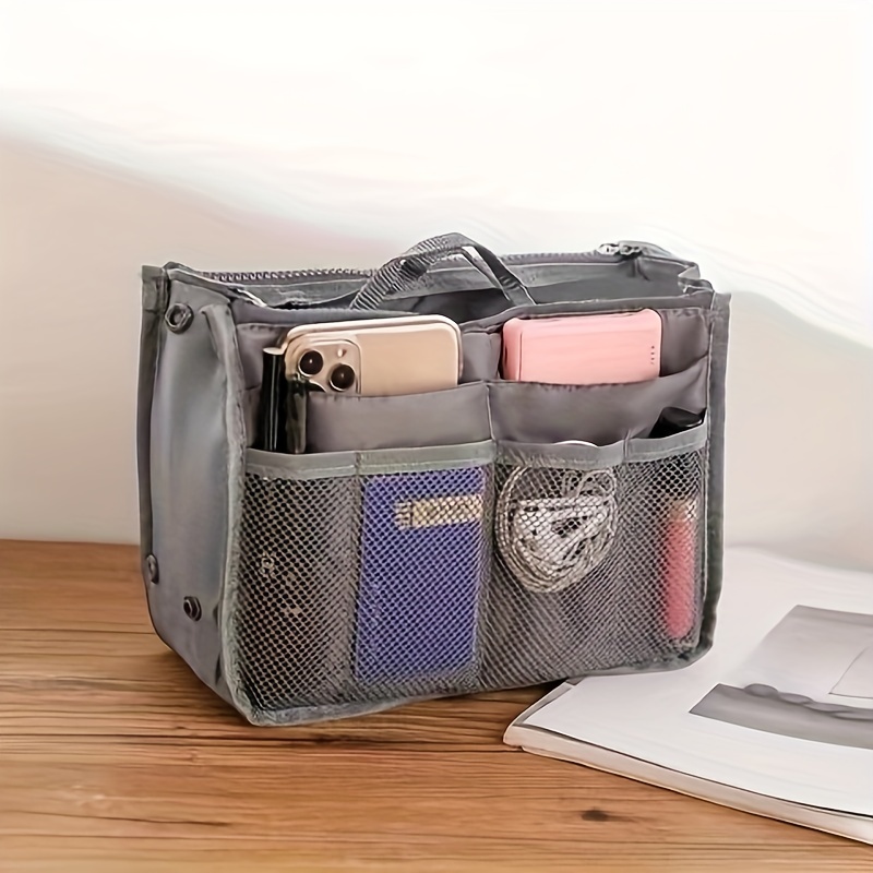 Small Multi-pocket Organizer Insert Bag, Canvas Zipper Cosmetic Storage  Bag, Lightweight Portable Inner Travel Storage Bag - Temu Germany