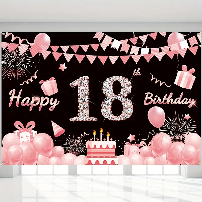 1 Pancarta Feliz Cumpleaños Número 18 Decoraciones Fiesta - Temu