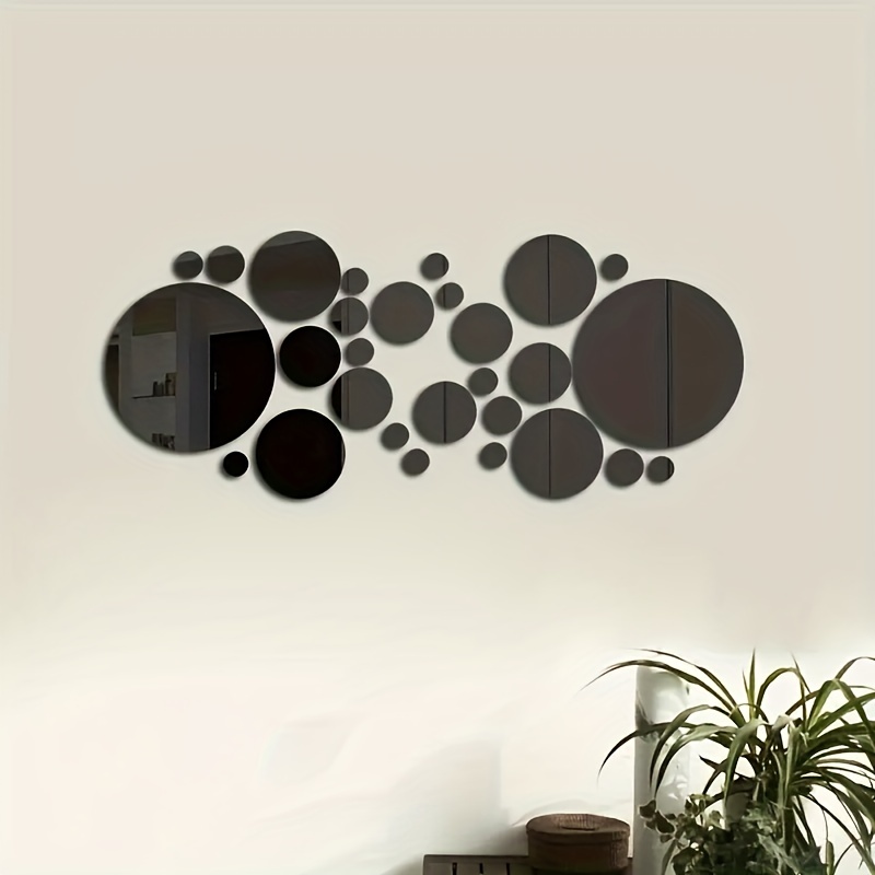 OMGAI DIY Espejos de pared autoadhesivos, espejos decorativos de acrílico  redondo removibles con forma de círculos adhesivos para decoración de  pared