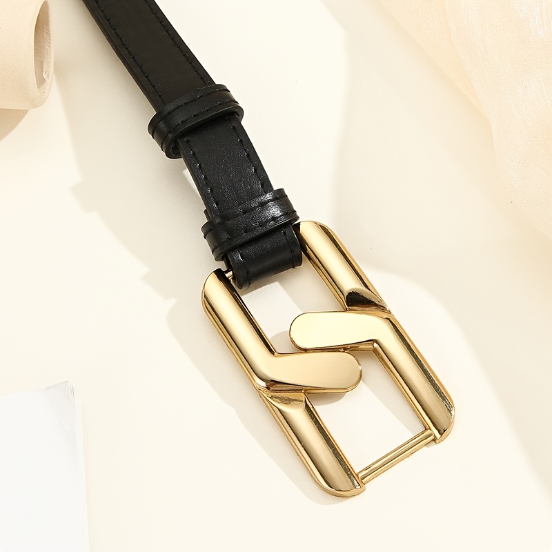Letter N Buckle Belt Simple Monochrome Versatile Pu Leather Waistband Stylish  Women's Dress Jeans Decoration Belt - Temu