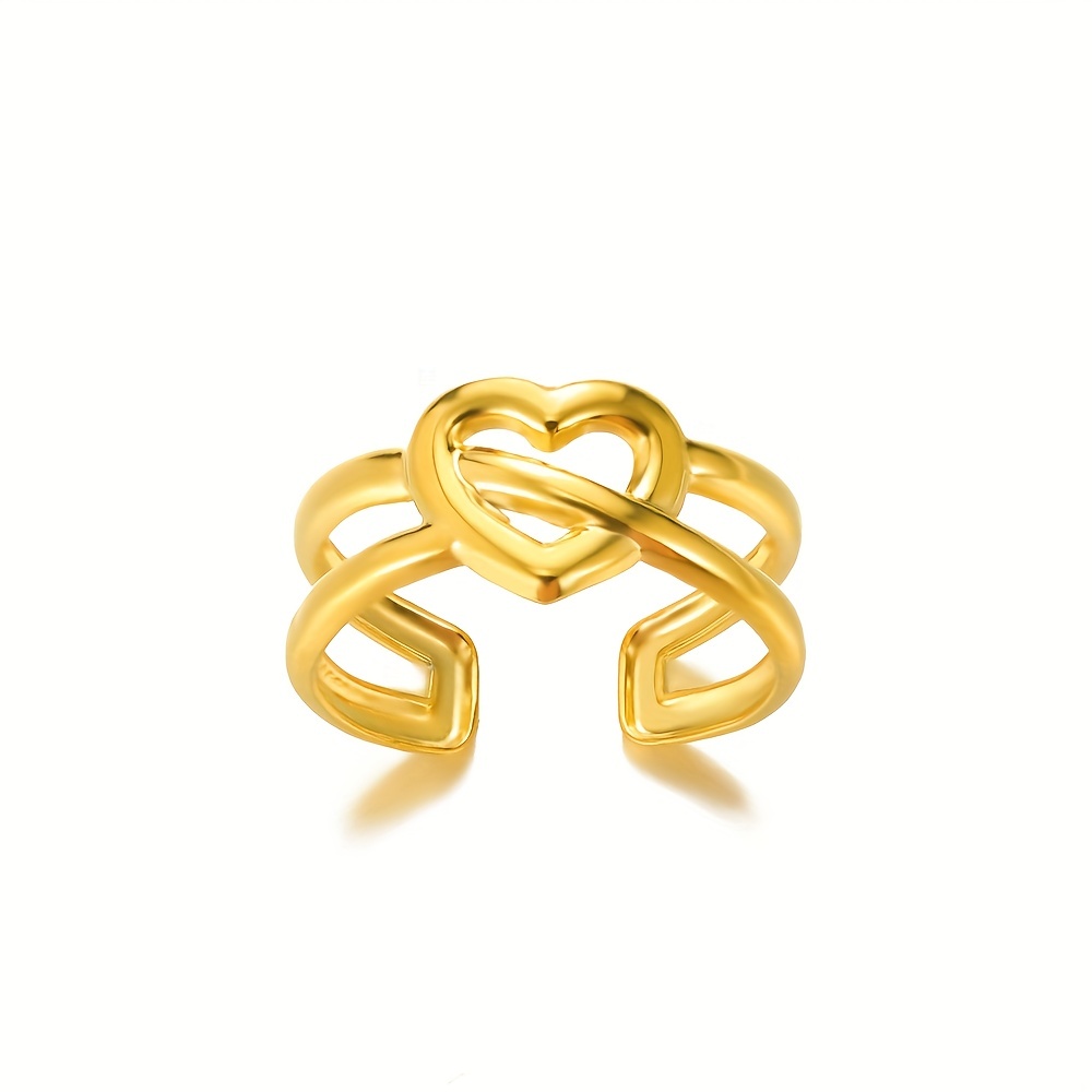 Men's Hollow Love Stainless Steel Ring Open Adjustable Ring