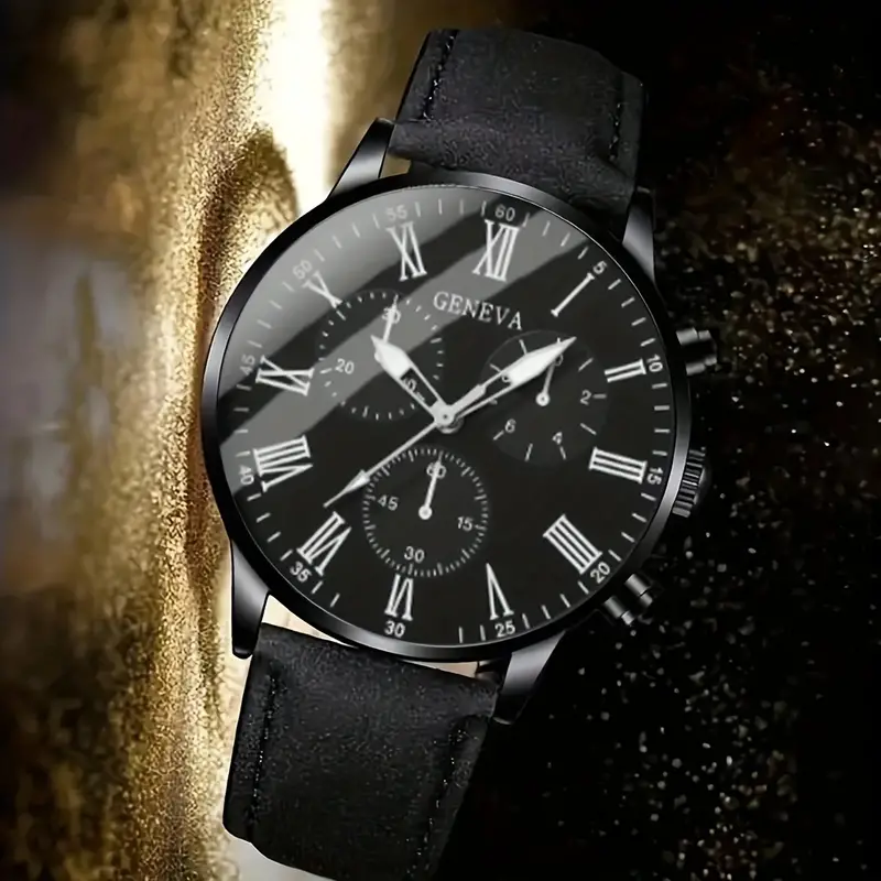 1pc Men's Alloy Round Quartz Watch & 1pc Bracelet Men's Watch Set, Ideal  choice for Gifts