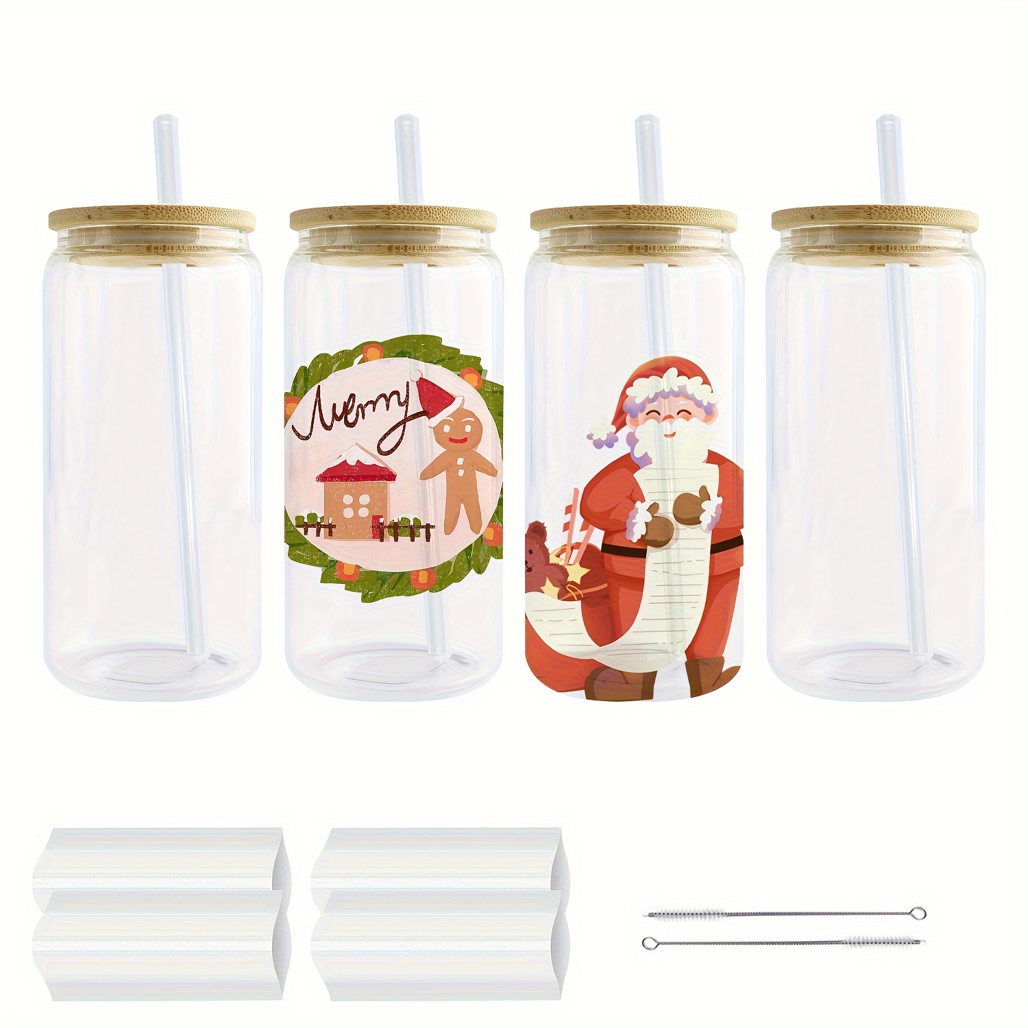 Sublimation Glass Cups With Bamboo Lids And Straws Frosted - Temu