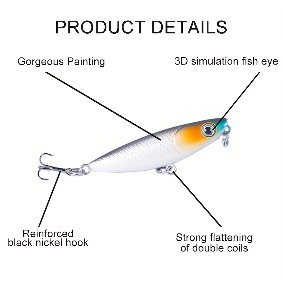 1pc 2g/0.1oz Floating Simulation Pencil Fishing Lure, Artificial