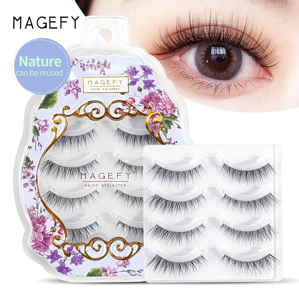 Natural False Eyelashes C Curling Lightweight Slender Fluffy - Temu