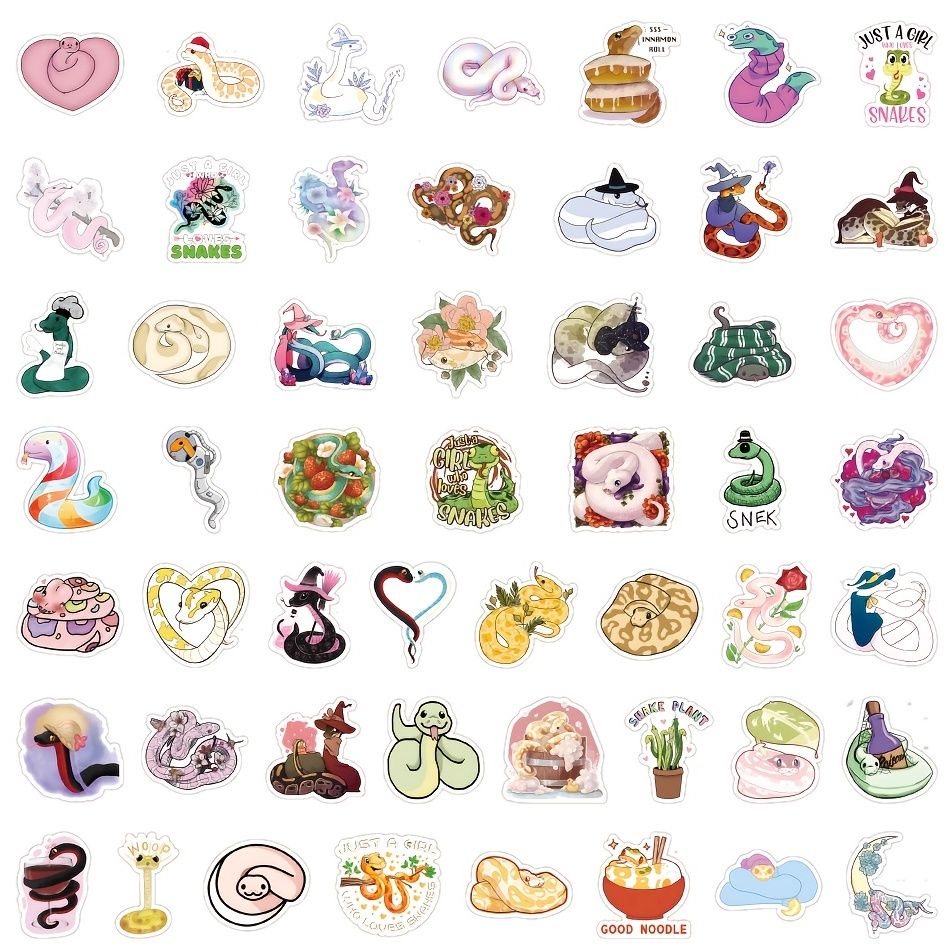52pcs Cartoon Snake Stickers Laptop Stickers Aesthetic Snake Animal  Waterproof Stickers | Today's Best Daily Deals | Temu