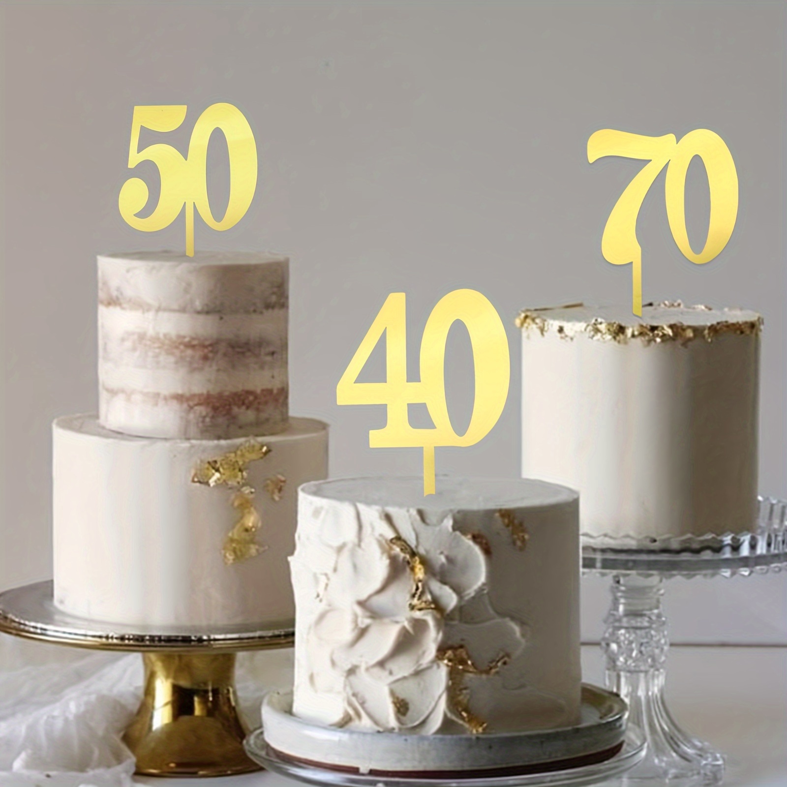 Numbers 18 40 50 60 70 Gold Acrylic Cake Decoration - Temu