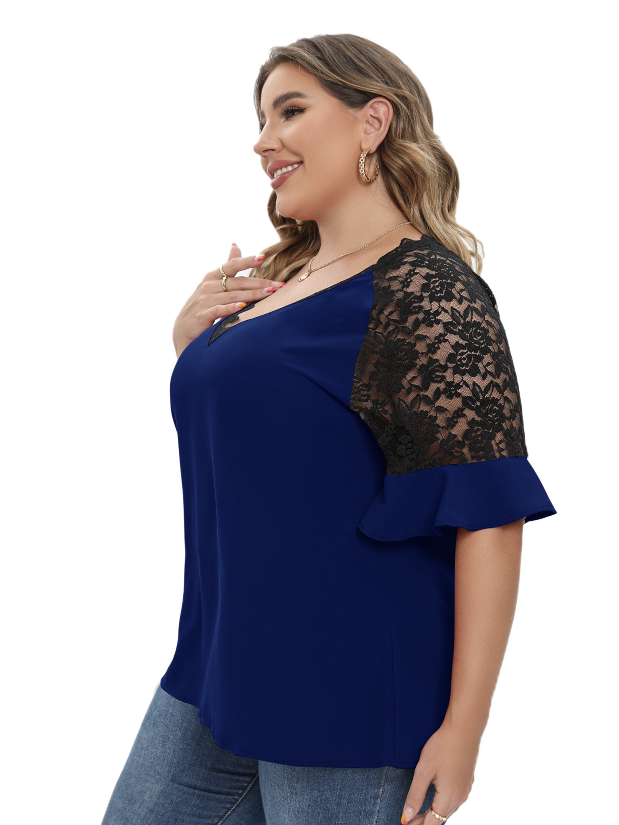 Plus Size Casual T shirt Women's Plus Colorblock Contrast - Temu