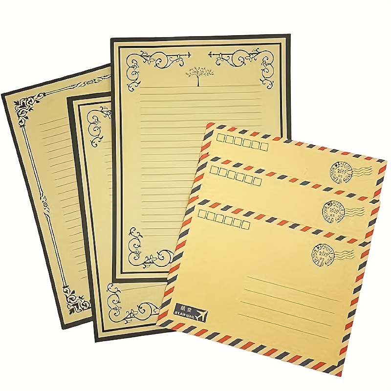 Tufa Carta da Lettere con Buste Vintage, Kit per Scrivere Lettere Antiche  con 12 Retrò Carta