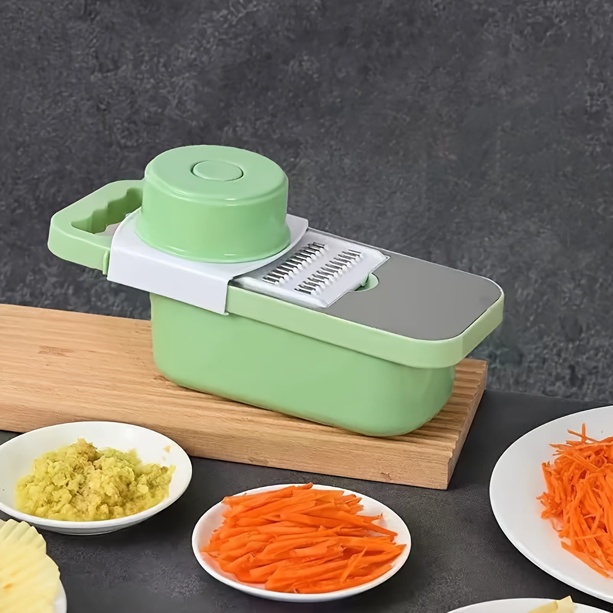  Cortador de comida con mandolina ajustable, cortador profesional  de cocina de acero inoxidable para rebanar alimentos, verduras, chips de  frutas, papas fritas : Hogar y Cocina