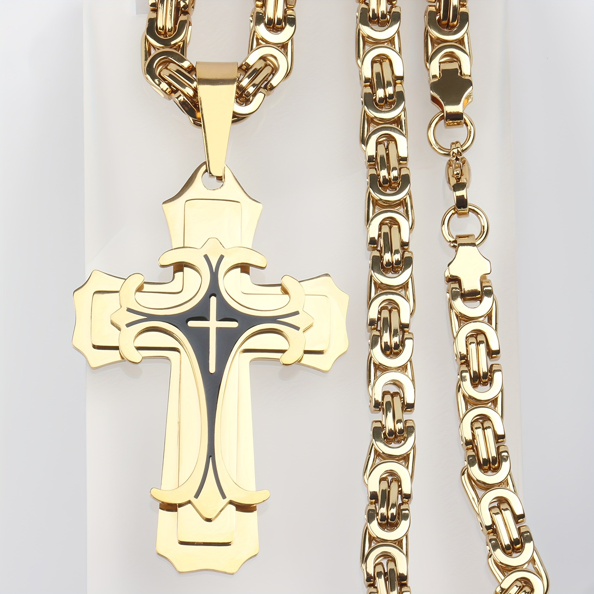 Vintage Handmade Double Layer Alloy Wooden Cross Necklace - Temu