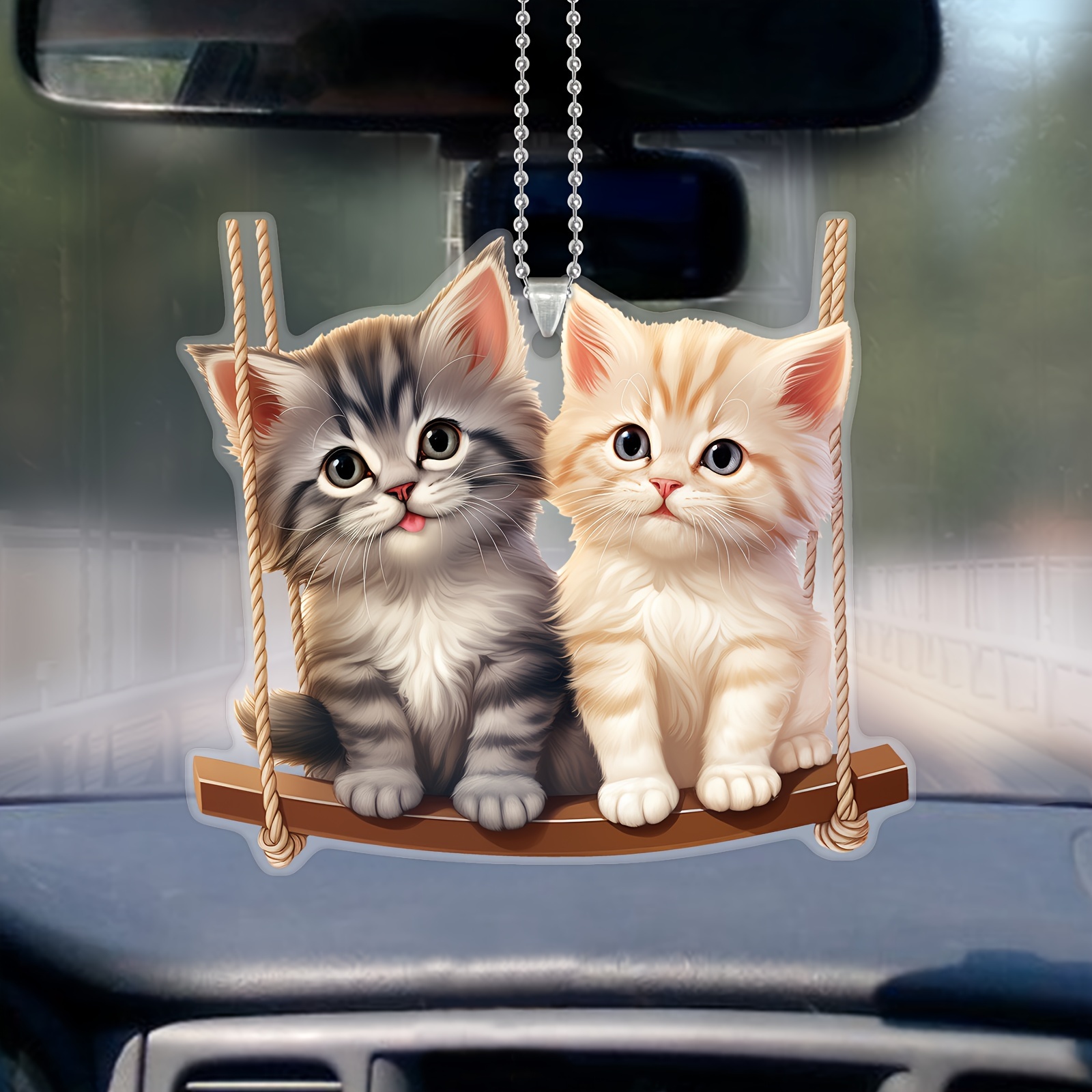 1pc tongue cute kitten acrylic double sided car pendant decorative hanging decorations available daily suspension