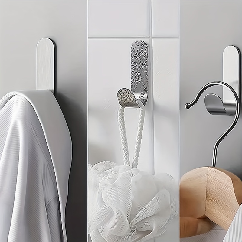 1pc Stainless Steel Single Hook, Punch-Free Hook, Strong Paste No Trace  Hook, Clothes Hook, Behind Door Coat Hook, No Damage Towel Hook, For  Hanging