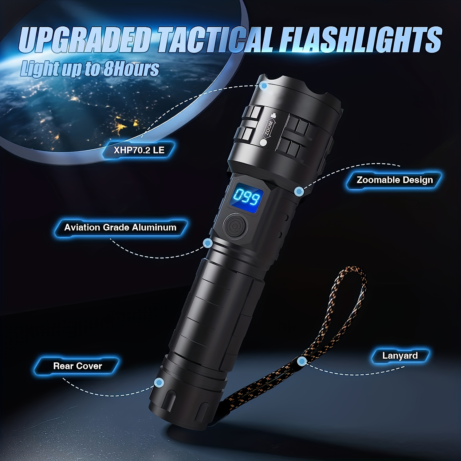 Led High Lumens Rechargeable Super Bright Flashlight, High Power Tactical  Flashlight With Cob Work Light, Zoomable Handheld Flashlights For Outdoor  Emergency Camping - Temu