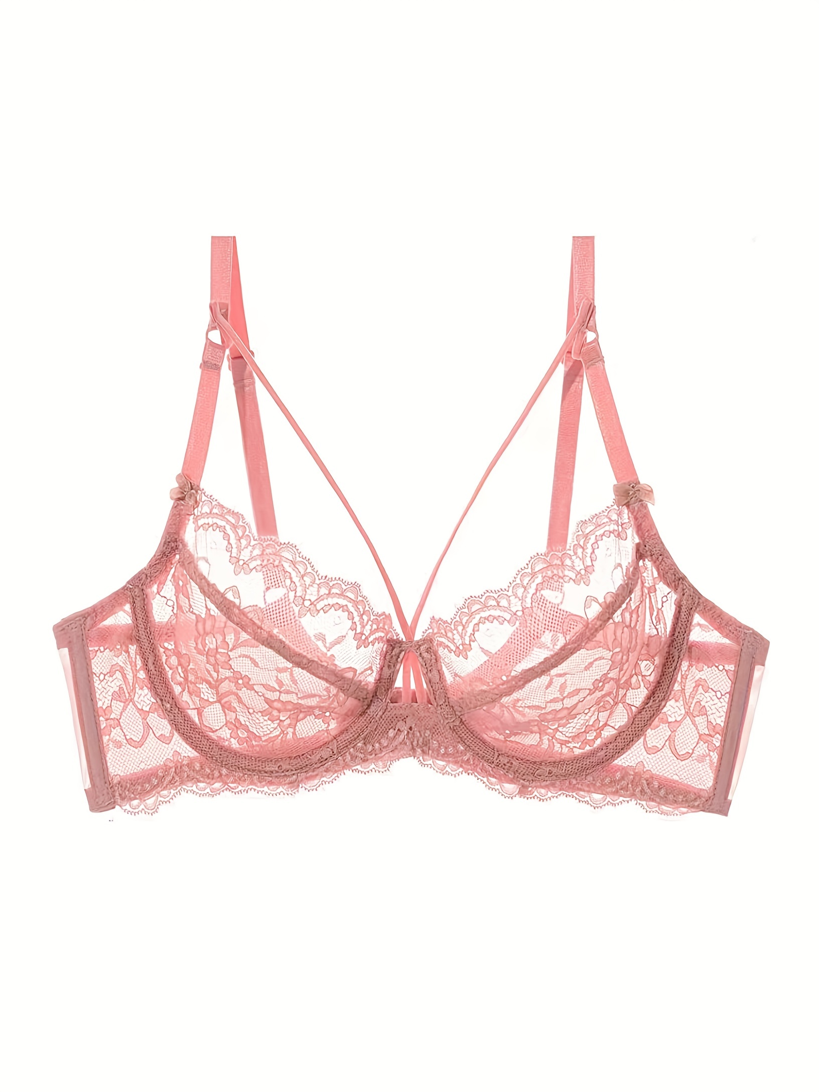 Victoria's Secret Neon Peony Pink Lace Unlined Non Wired Corset Bra Top