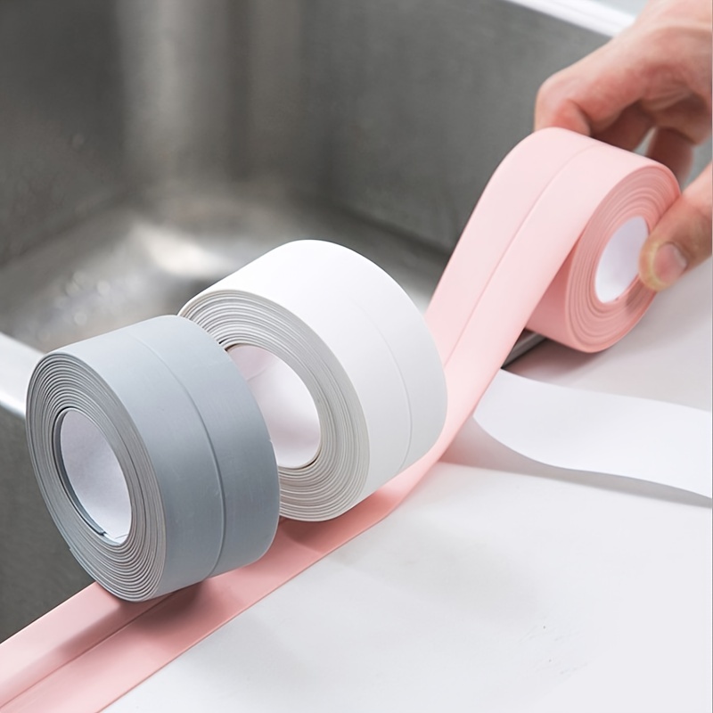 1 rouleau de bande d'étanchéité étanche anti-moisissure, bande d'étanchéité  étanche à l'humidité pour évier de cuisine et salle de bain, ruban d' étanchéité décoratif auto-adhésif en PVC, utilisé pour la protection de bord