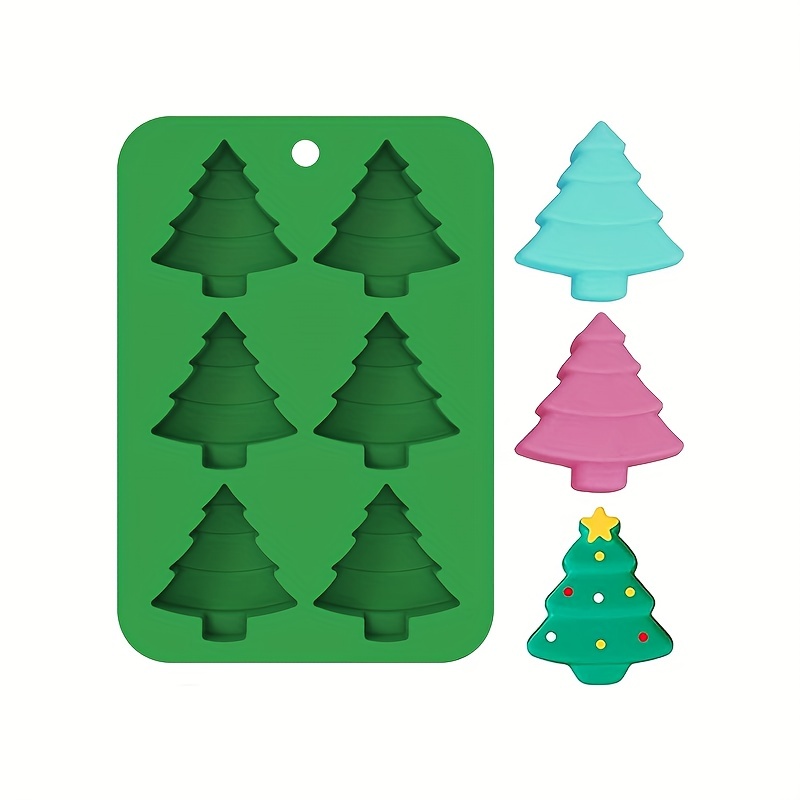 6 Christmas Tree Silicone Mold Cake Baking Mold Chocolate Candy Handmade  Soap Ice Cube Biscuit Moulds No-Stick Christmas Baking Trays Pan