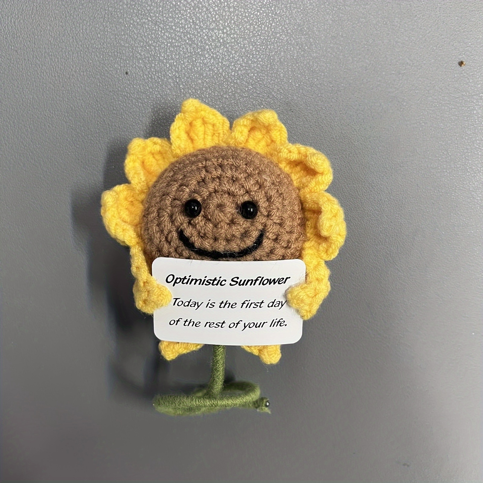 Mini Funny Positive Potato, 2 Pcs Positive Potato Crochet with Sunflower, 3  Inch Cute Wool Funny Knitted Positive Potato Doll Cheer up Gifts for Gift