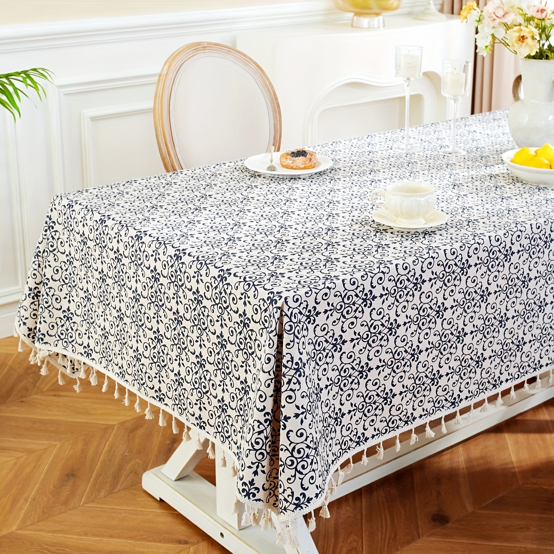 DINGC Tovaglia Rettangolare Cotone e Lino, Tovaglia Tavolo Antipolvere con  Motivi in Porcellana Blu e Bianca, Grande Tovaglia Moderna per Tavolo da  Cucina Picnic in Giardino 140x180cm (Blu-beige) : : Casa e