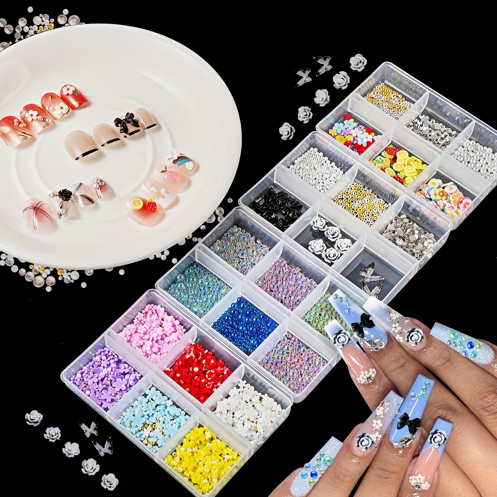 White Nail Pearls For Nail Art Decoration round Pearls For - Temu