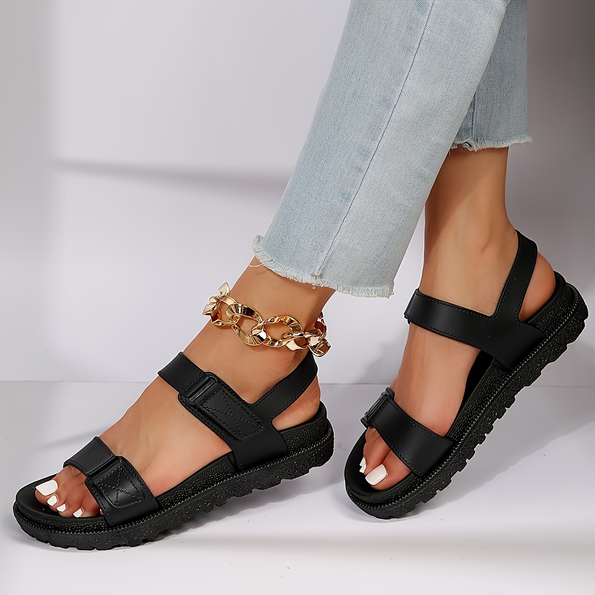 Thick strap flat store sandals