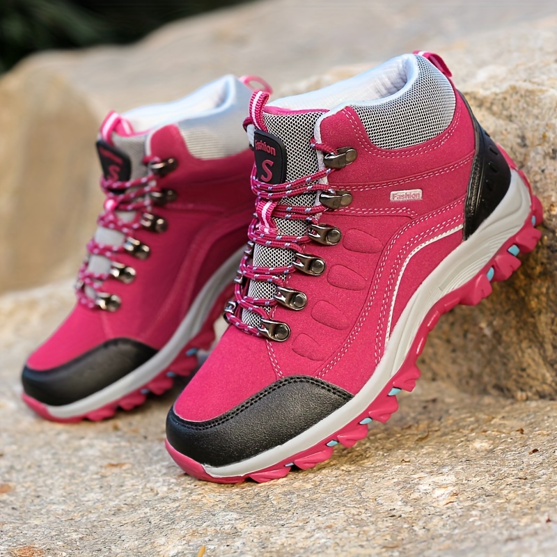 Women's Outdoor Hiking Shoes High Top Lace Sneakers Women's - Temu