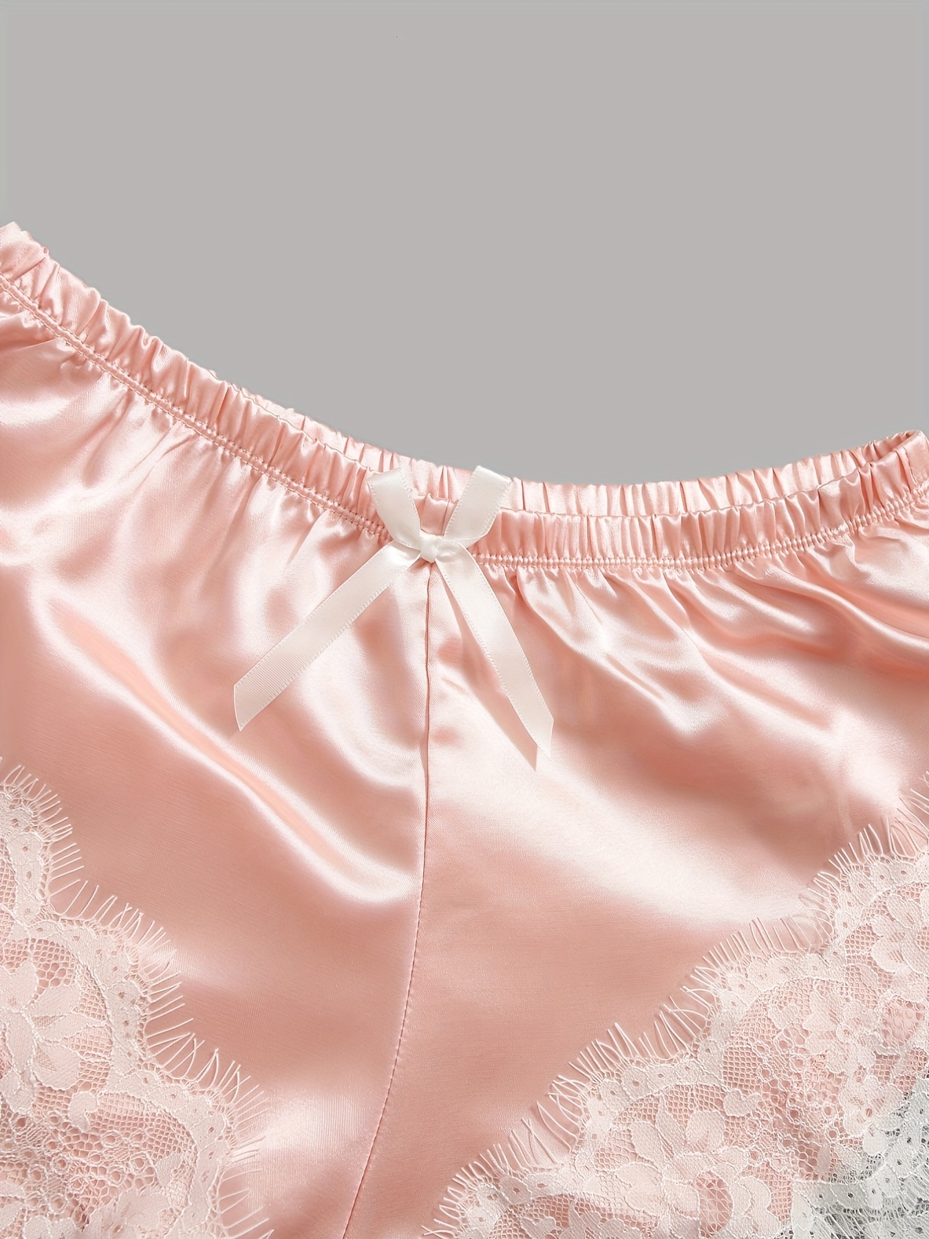 Contrast Lace Lounge Set, Long Sleeve Robe & V Neck Cami Top & Panties &  Shorts, Women's Loungewear & Sleepwear