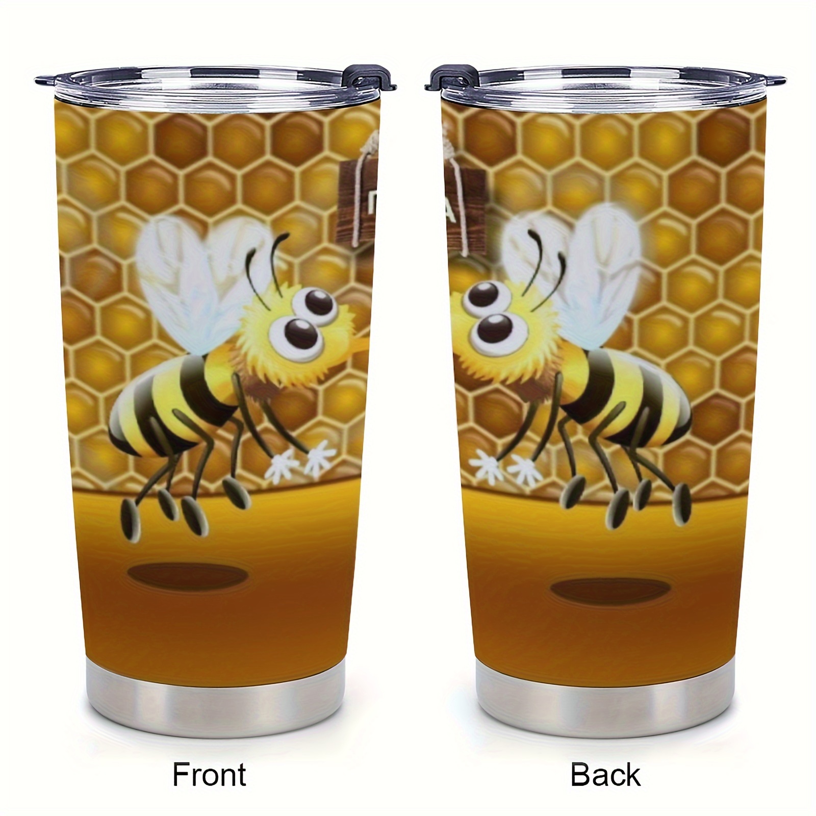 

1pc 20oz, Lovely Little Bee, Stainless Steel Insulation Car Cup, Tumbler Cup With Lid Travel Coffee Mugs Insulated Cup, Gifts For Friend & Relatives