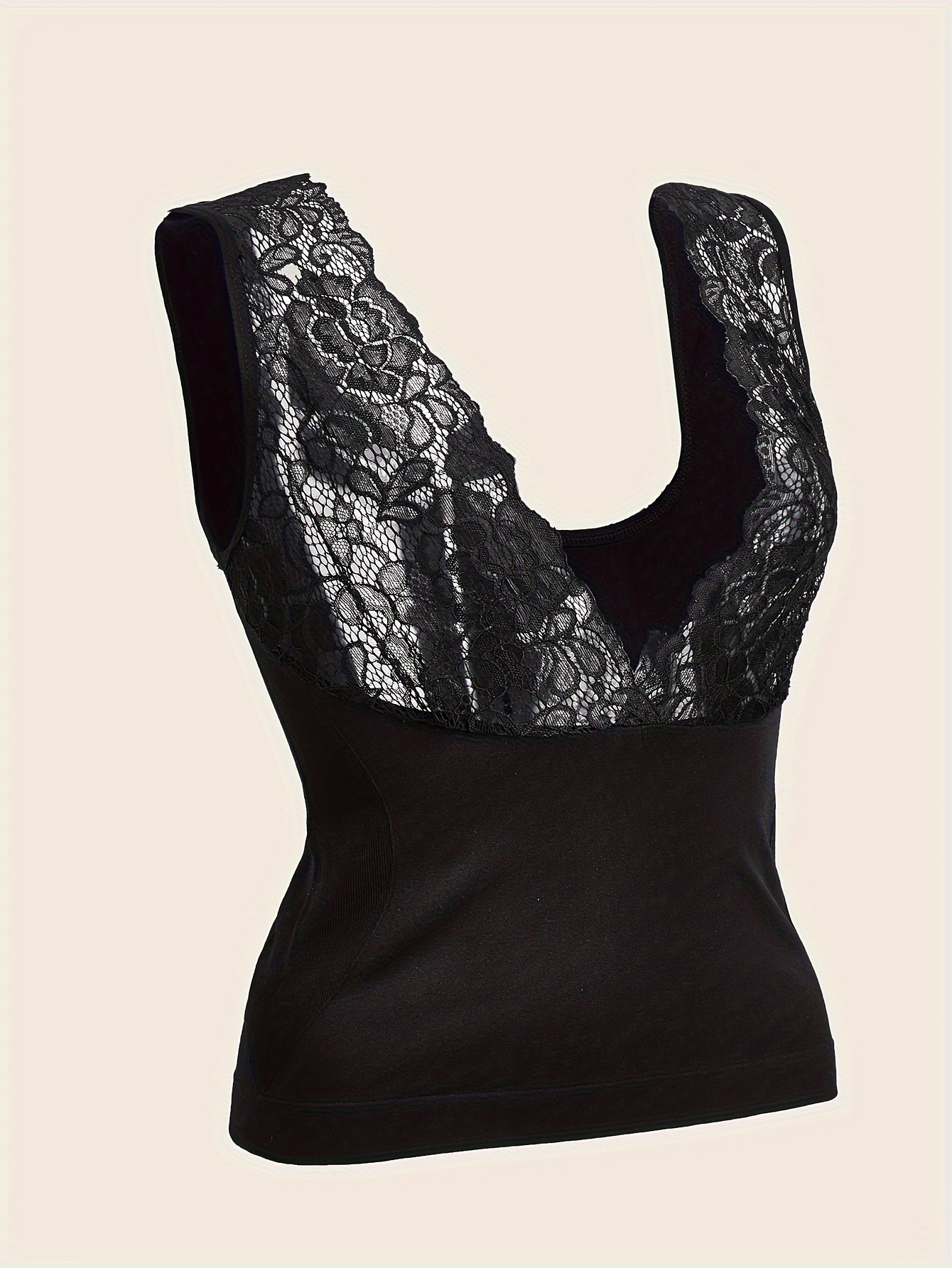 Women's Sexy Shapewear Bodysuit, Plus Size Contrast Lace Front