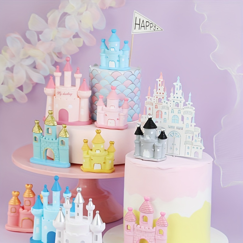 Little Fairy Happy Birthday Cake Toppers Gold Acrylic Angel Castle Elf Cake  Topper For Birthday Party Cake Decorations Supplie