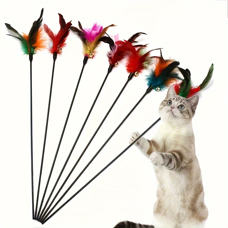 

10/20pcs Interactive Cat Toy Feather Wand For Kitten And Cats - Fun And Stimulating Playtime For Your Feline Friend