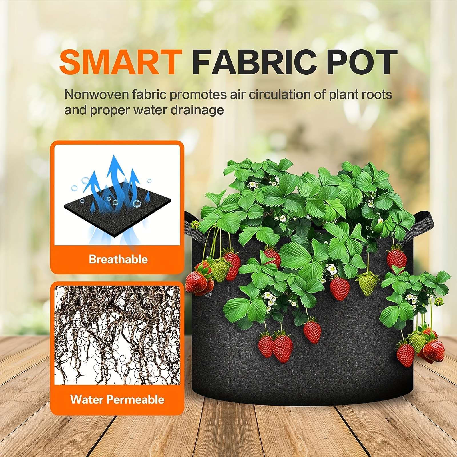 10 Gallon Grow Bags Heavy Duty Thickened Nonwoven Aeration Fabric Pots With  Strap Handles For Gardening, Plant And Vegetables, Black - Temu