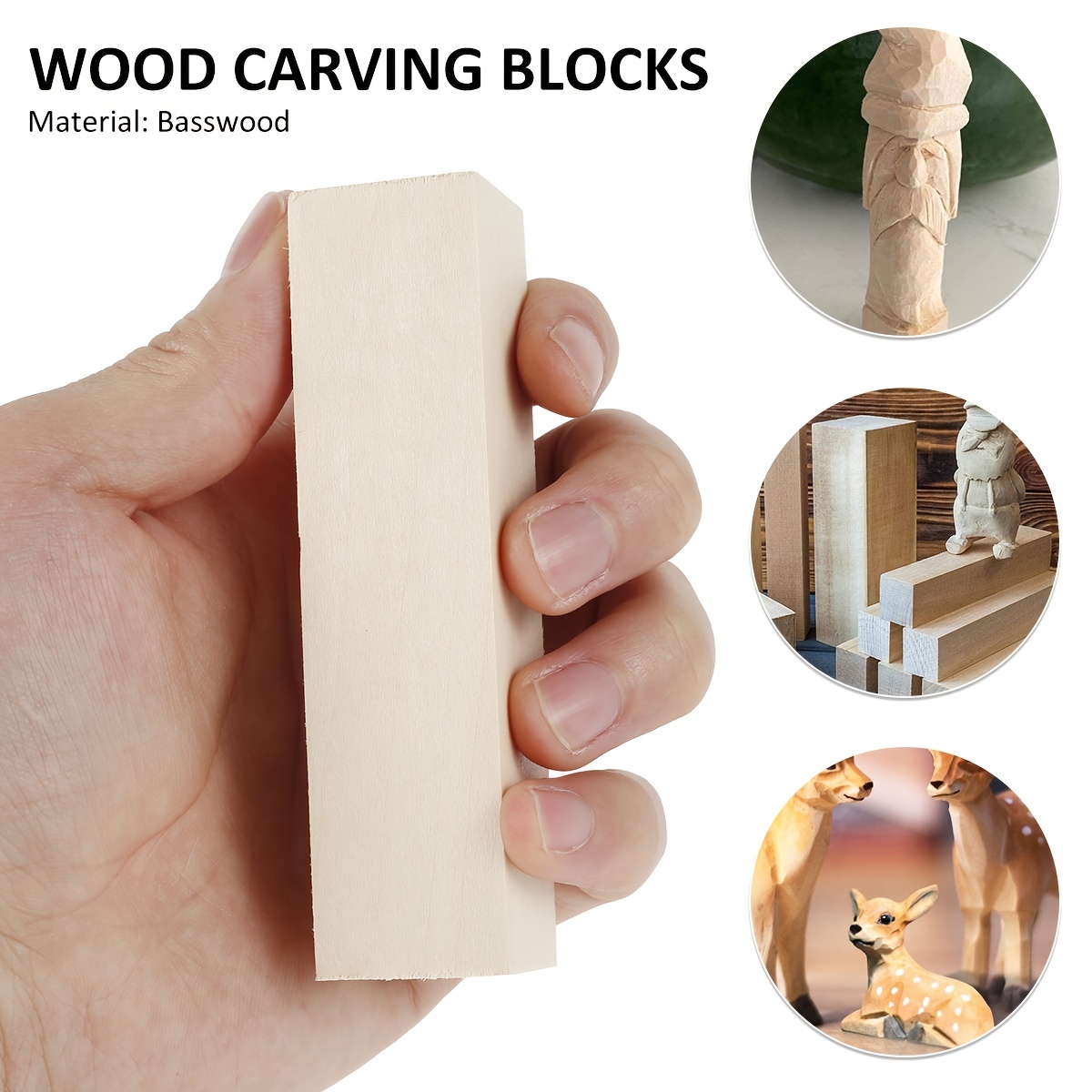 Whittlewud (3.9 in x 1.5 in) Carving DIY Carving Wood Blocks Wood
