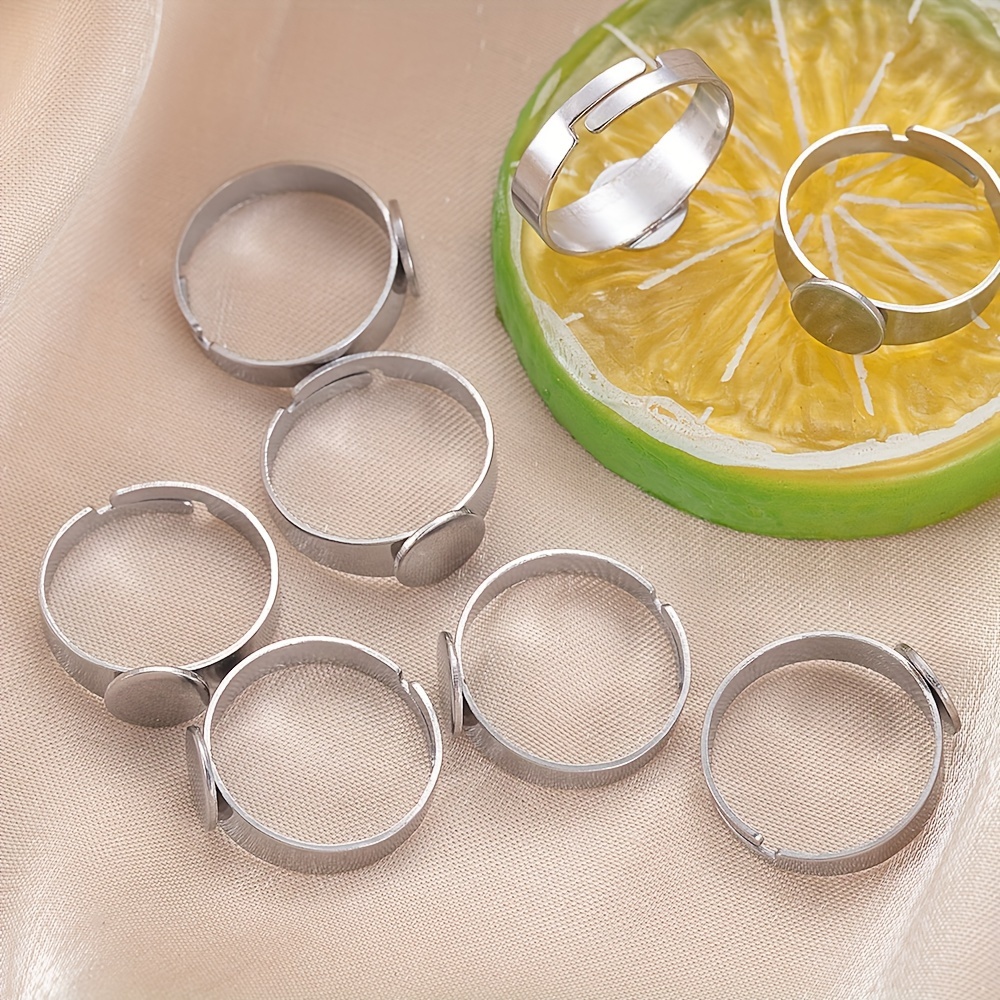 6Pcs 3 Colors Adjustable Finger Ring Blank Bases Brass Ring Settings  Without Stones for Half Drilled Beads Pearl Jewelry Ring Making US Size 7  Tray