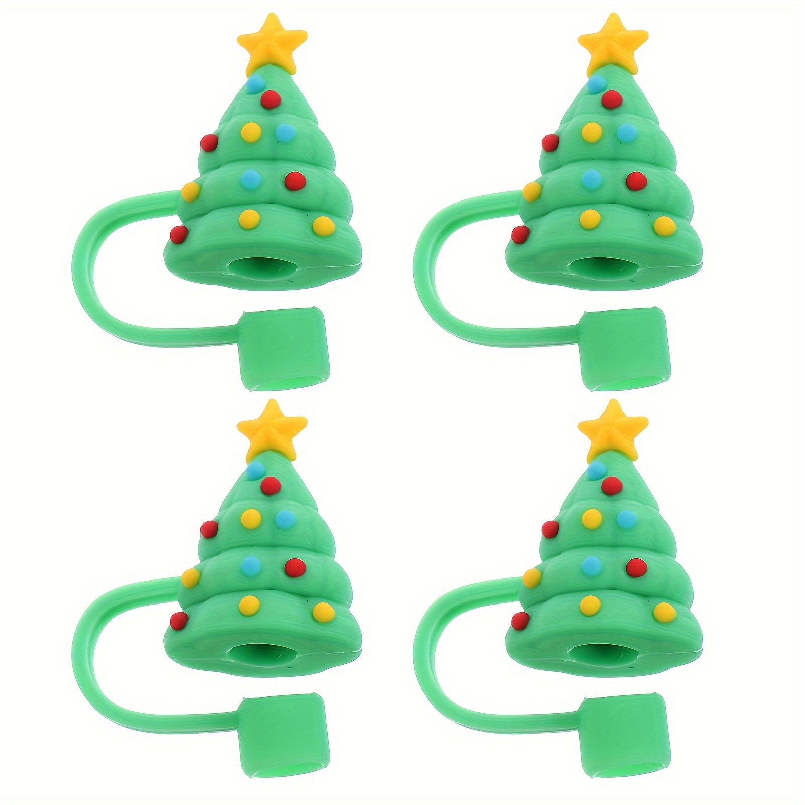 Christmas Series Straw Reusable Dustproof Silicone Straw - Temu