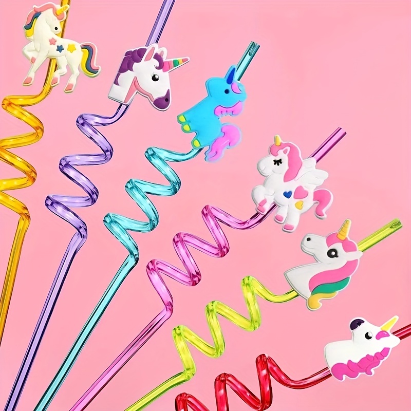  4pcs Reusable Unicorns Straws For Birthday Party