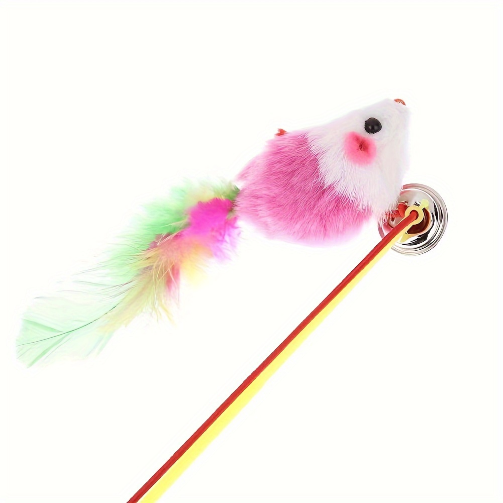 Three-Section Retractable Cat Toys Feather Caterpillar Teaser Fishing Rod  Stick Cat Toy (Random Color) 