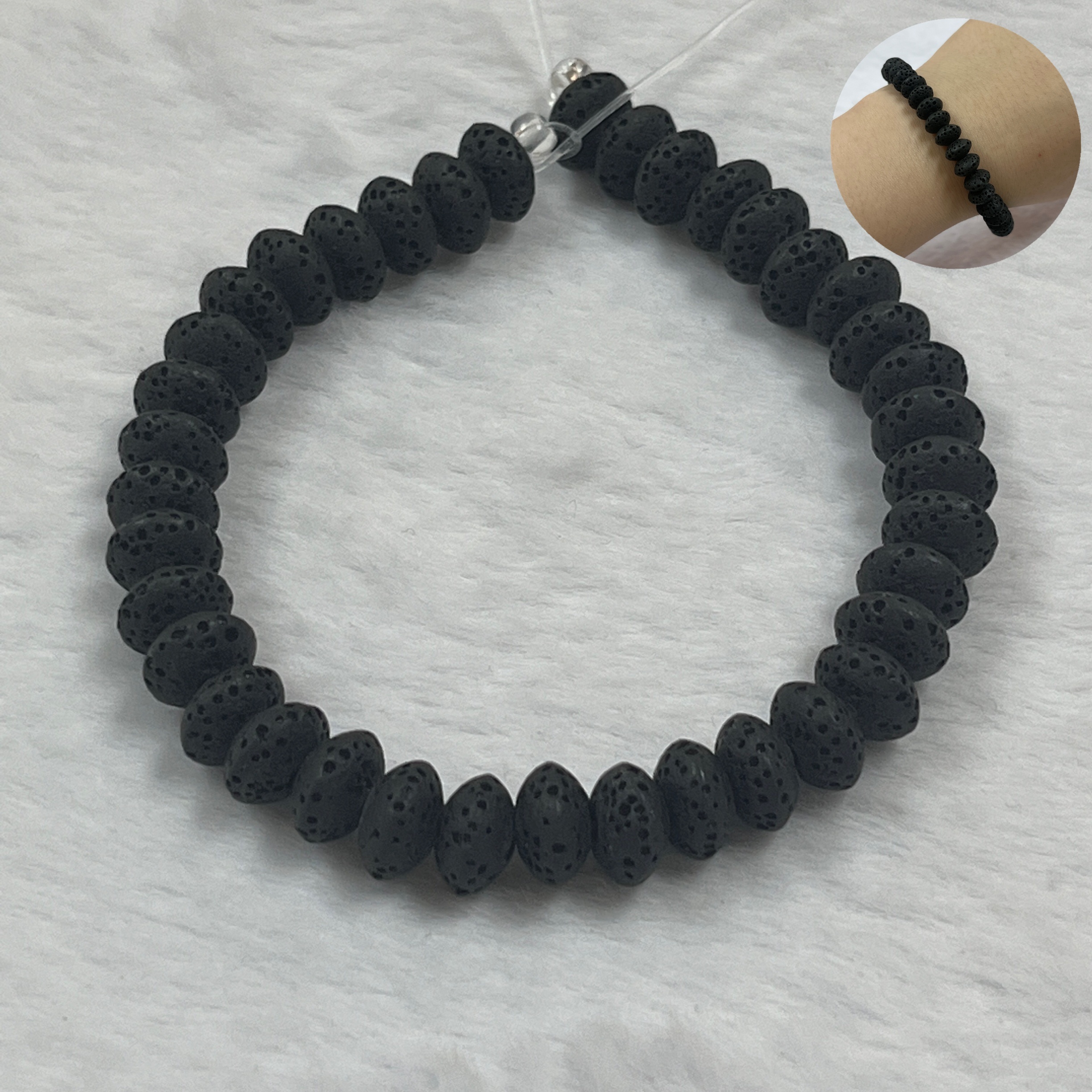 1 Strand Natural Stone Black White Lava Volcanic Gemstones Beads ,Round  Loose Beads For Jewelry Making, DIY Bracelets Necklace Accessories