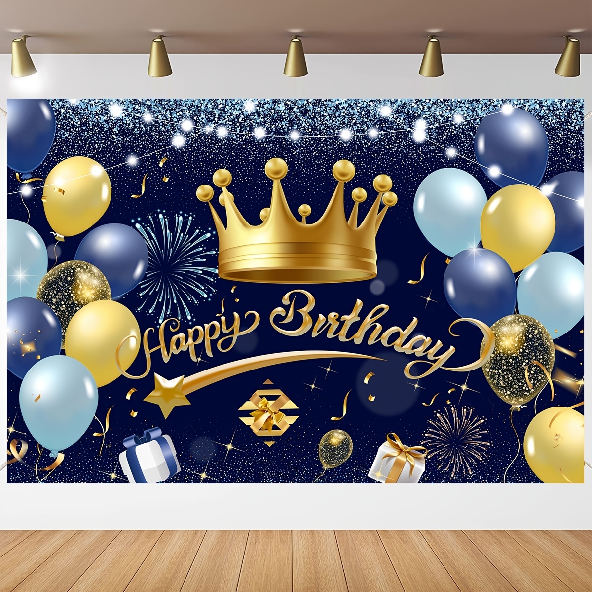 1pc Crown Blue And Golden Birthday Party Background Cloth 39 3 59 Decorative  Background Cloth Party Decoration Supplies - Home & Kitchen - Temu