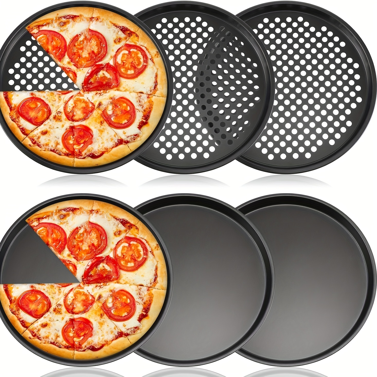 Bandeja de pizza redonda antiadherente con agujeros para horno, mejor  bandeja de pizza de acero al carbono perforada (10 pulgadas)