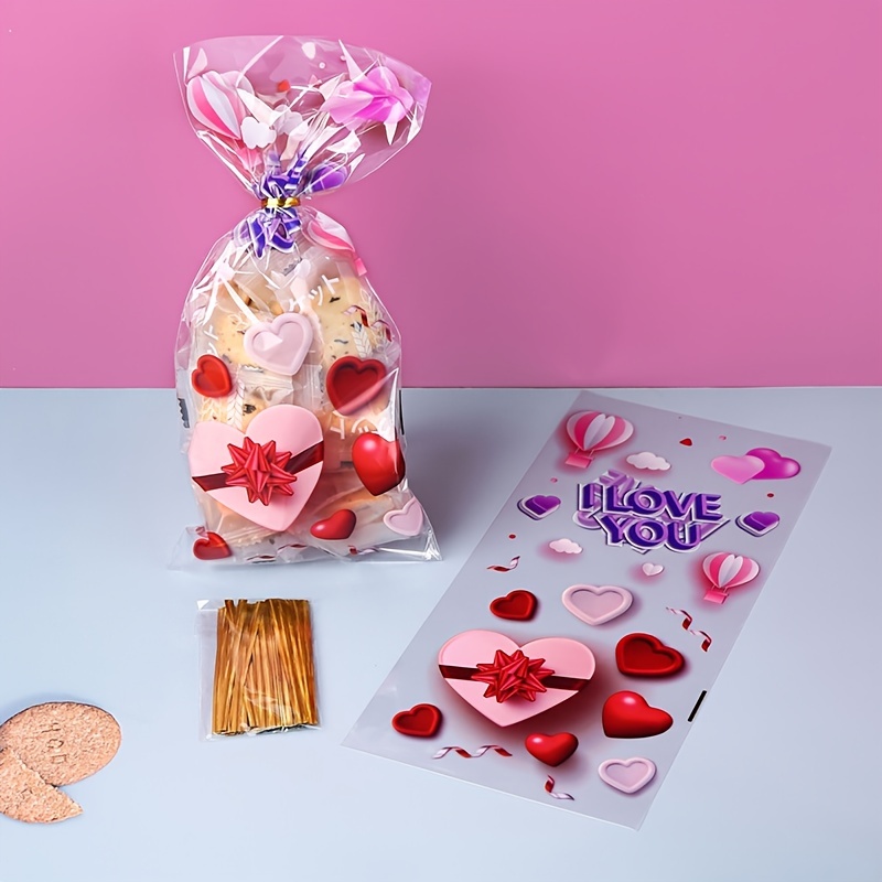 50pcs love heart wedding treat bags perfect for candy cookies and party favors